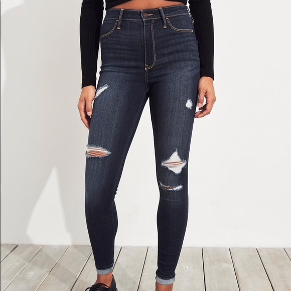 Ripped Jeans High Rise Hollister Advanced Stretch Super Skinny